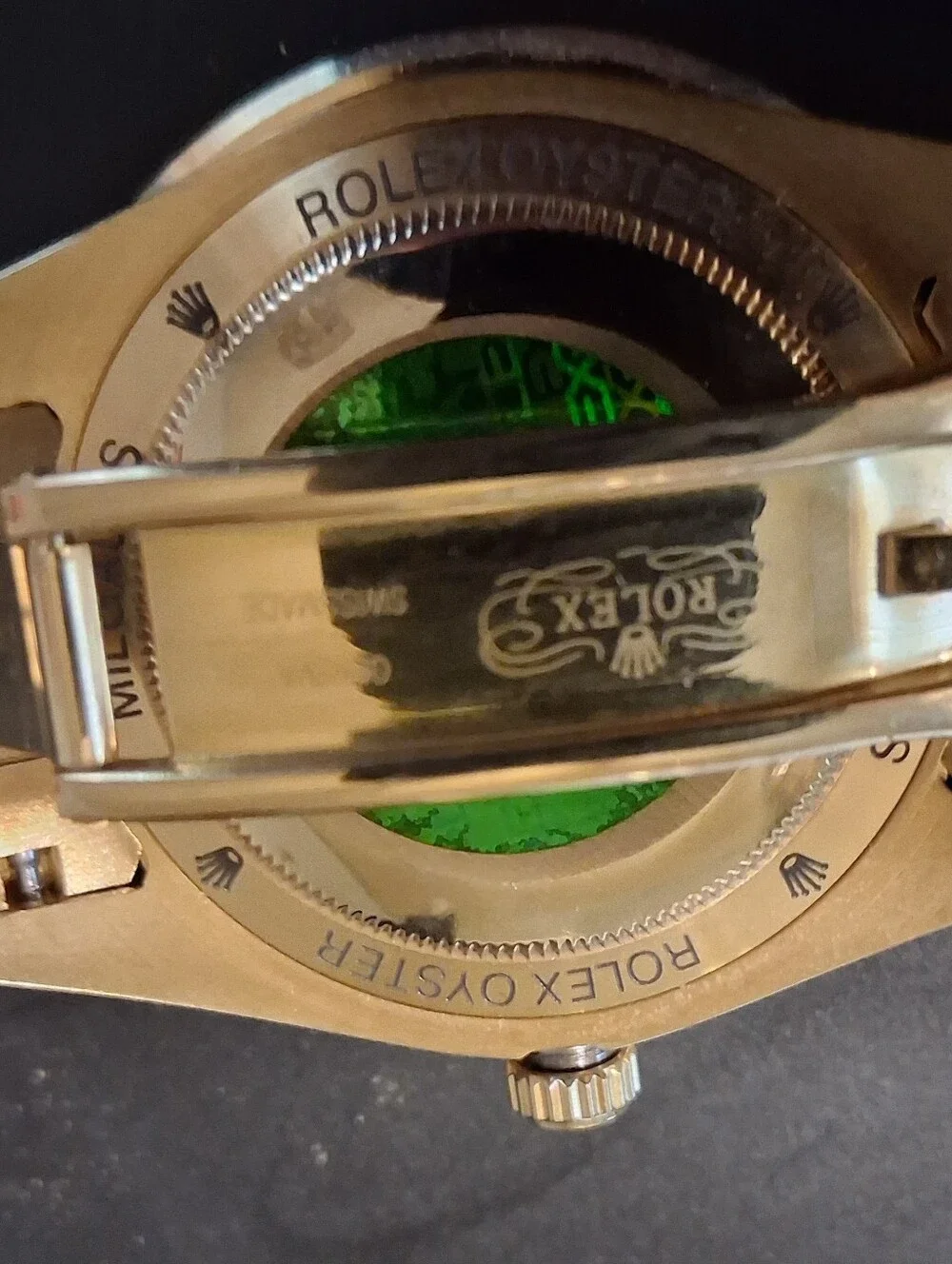 BLING WATCH Day-Date Gold Watch with Dark Green and Diamond Bezel Automatic